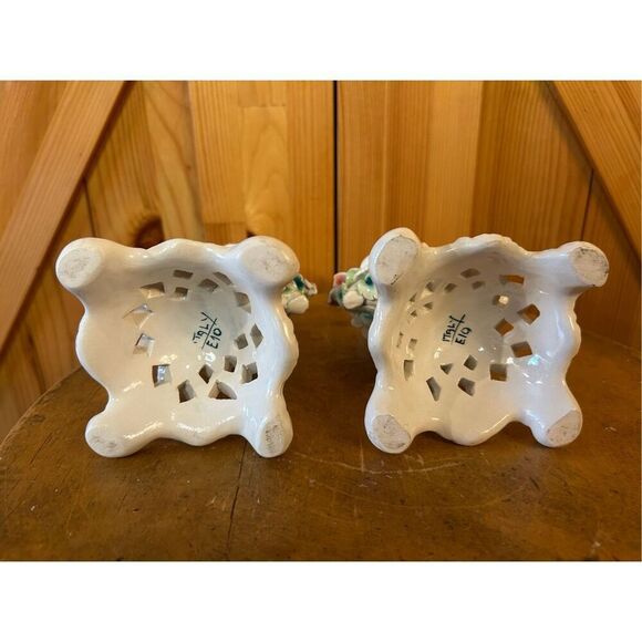 Antique Candle Holders Capodimonte Style Cherubs Made In Italy Hand Painted READ - Picture 6 of 16